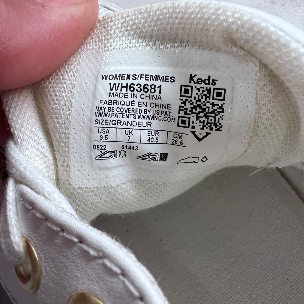 Keds Jump Kick White Leather Low Top Sneakers Gold Eyelets Womens 9.5 WH63681 - Picture 8 of 9